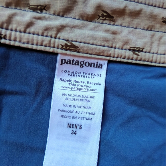 Men's PATAGONIA BOARD SHORTS BLUE SIZE 34 OUTDOOR HIKING SUMMER GORPCORP SURF - Picture 5 of 7